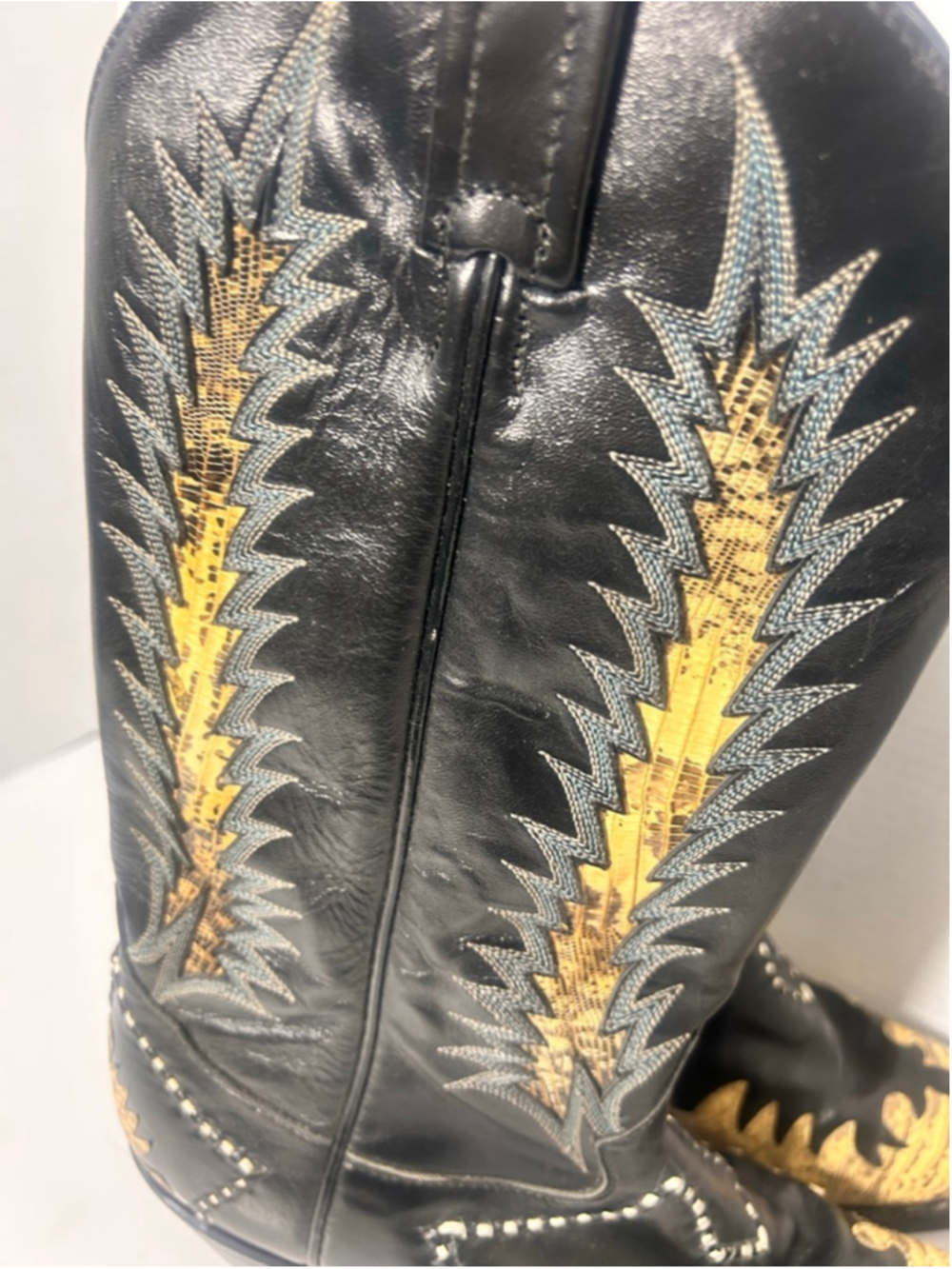 Tony Lama Lizard Fire Walkers Gold Heeled Boots 9.5 Ranch Cowgirl Western - Picture 3 of 8